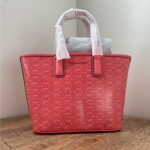 NWT Michael Kors Jodie Jacquard Small Tote‎ Bag Grapefruit Handbag